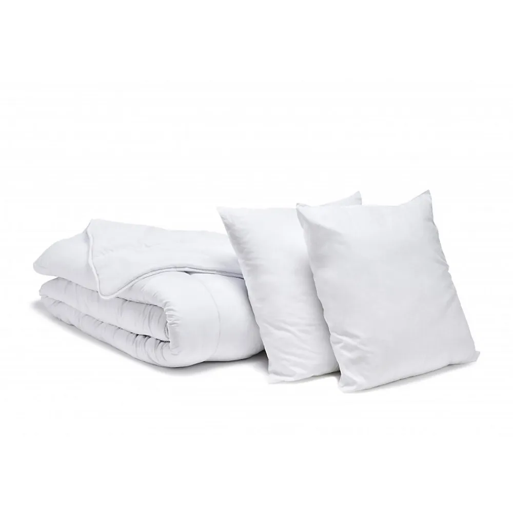 Pack Couette chaude 240x260cm + 2 Oreillers 60x60cm ANTI-ACARIENS>Bleu Calin Hot