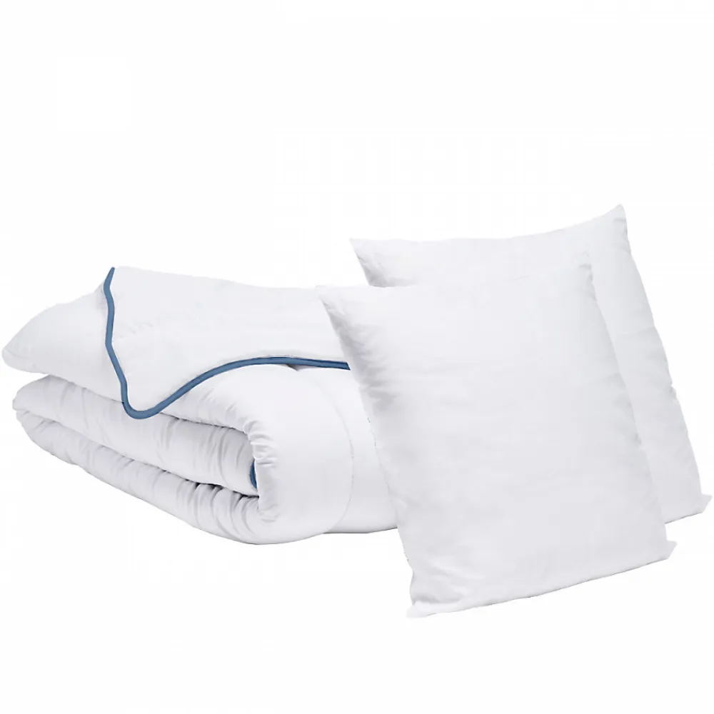 Pack Couette Tempérée 240x260cm + 2 Oreillers 60x60cm>Bleu Calin Sale