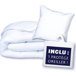 Dodo Pack couette 140x200 cm + 1 oreiller 60x60 cm + 1 Protege oreiller 60x60 cm - garnissage 100% Polyester - 350g/m² - blanc -* Couette