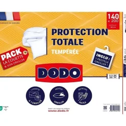 Dodo Pack couette 140x200 cm + 1 oreiller 60x60 cm + 1 Protege oreiller 60x60 cm - garnissage 100% Polyester - 350g/m² - blanc -* Couette