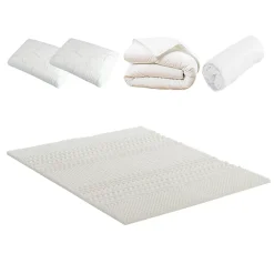 Olympe Literie Pack Douce Nuit Surmatelas + Protège matelas + Couette + Oreillers 140x190/200 cm* Couette