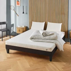 Pack Egio 160x200 cm Matelas Mousse + Sommier Bois + Accessoires><noscript><img width=