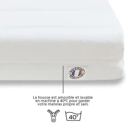 Pack Egio 160x200 cm Matelas Mousse + Sommier Bois + Accessoires><noscript><img width=