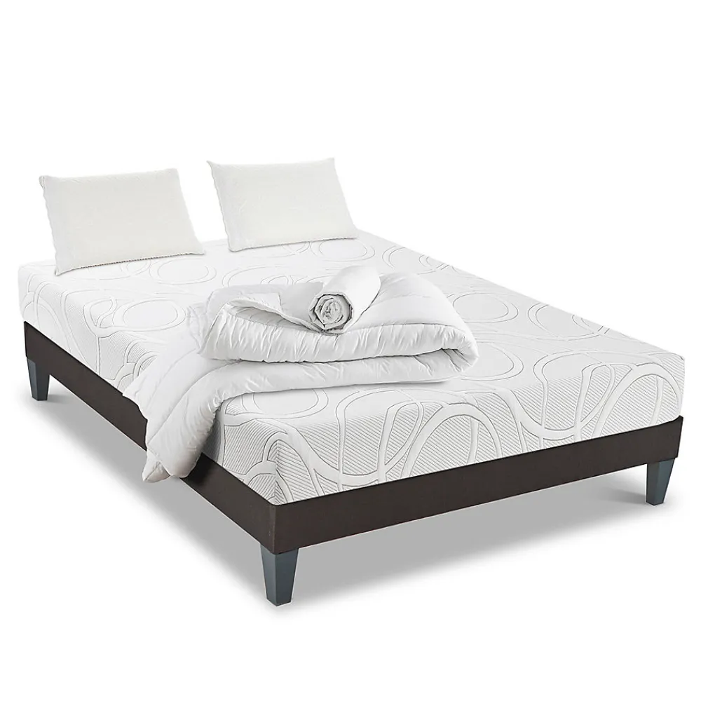 Pack Eupraxie 90x190 cm Matelas Mousse + Sommier Bois + Accessoires>Olympe Literie Online