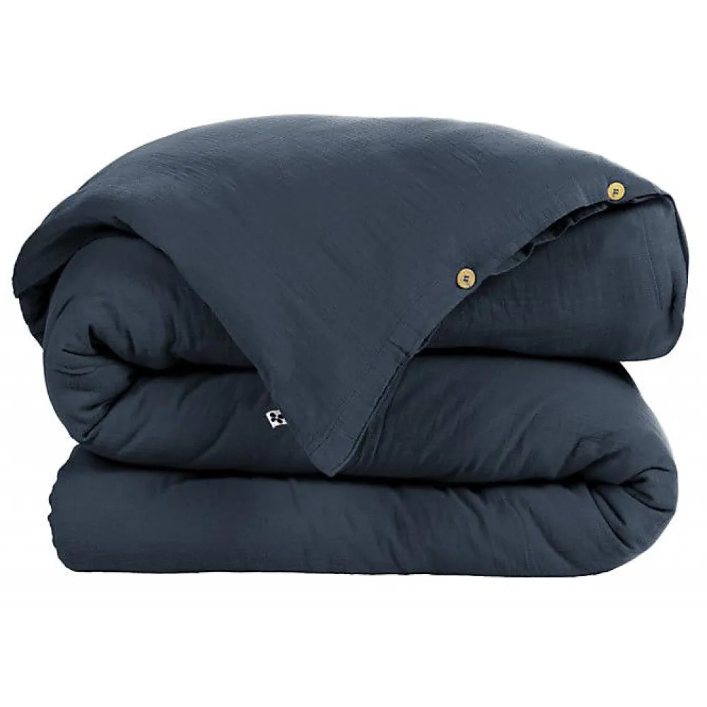 Pack housse de couette "Gaïa" toutes dimensions "Gaze de Coton" - Gaïa Minuit - Pack 4 Pièces pour lit 160 x 200 cm (1 Housse de c>L'Effet Papillon Discount