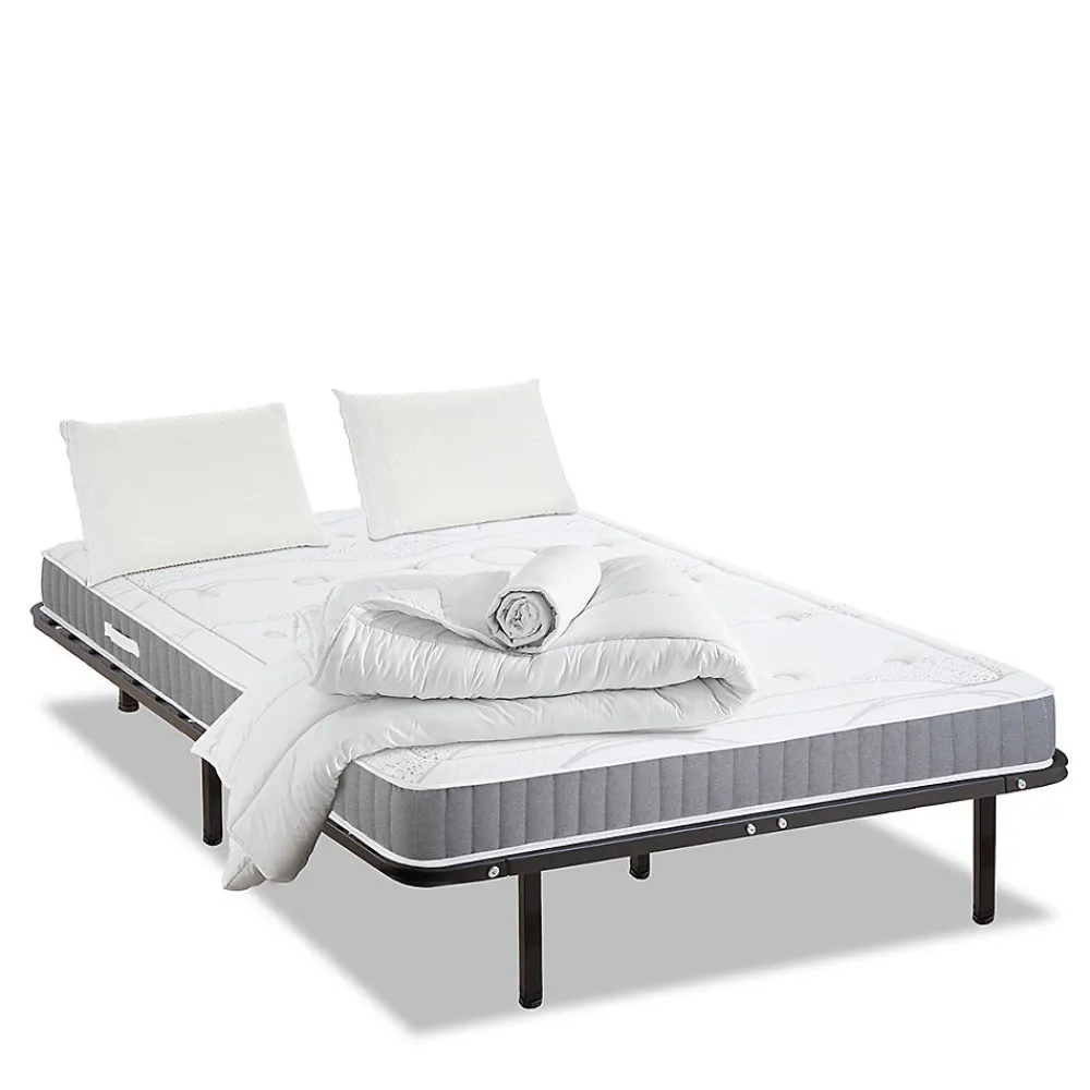 Pack Intuition 90x190 cm Matelas Mousse + Sommier Métal + Accessoires>Olympe Literie Discount
