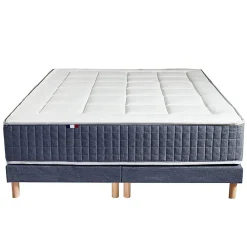 Pack matelas 7 zones sommier bleu couette oreillers 180x200><noscript><img width=