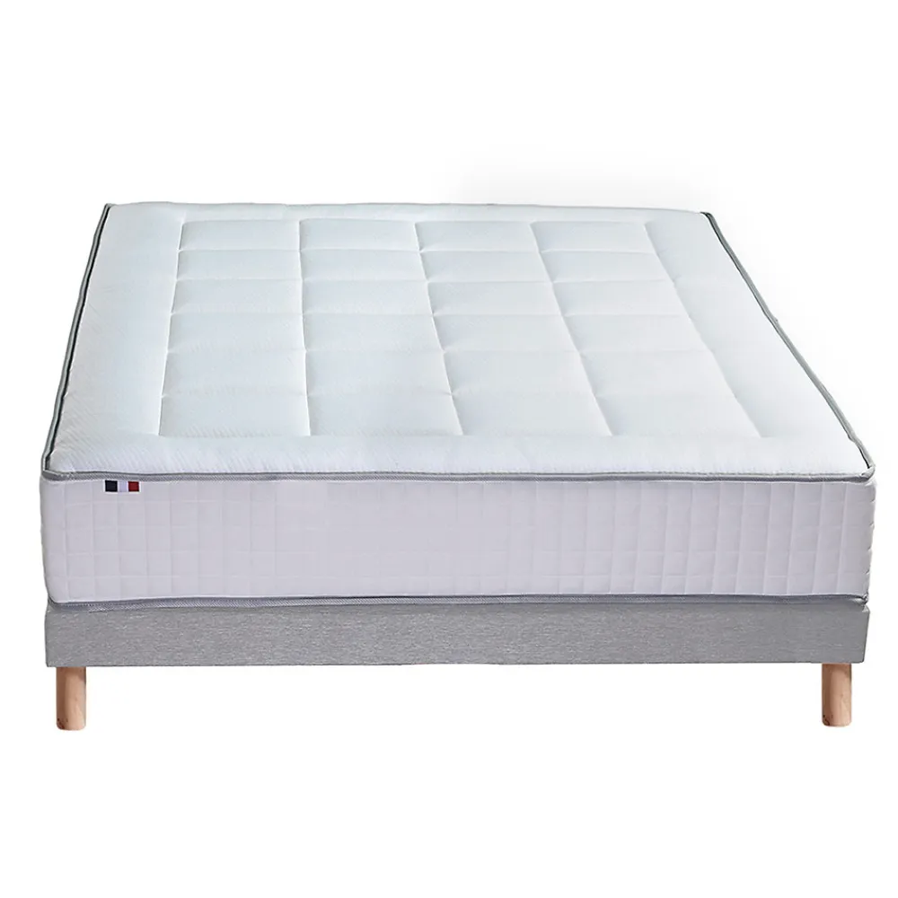 Pack matelas ressort 7 zones et sommier et oreiller couette 140x190>Idliterie