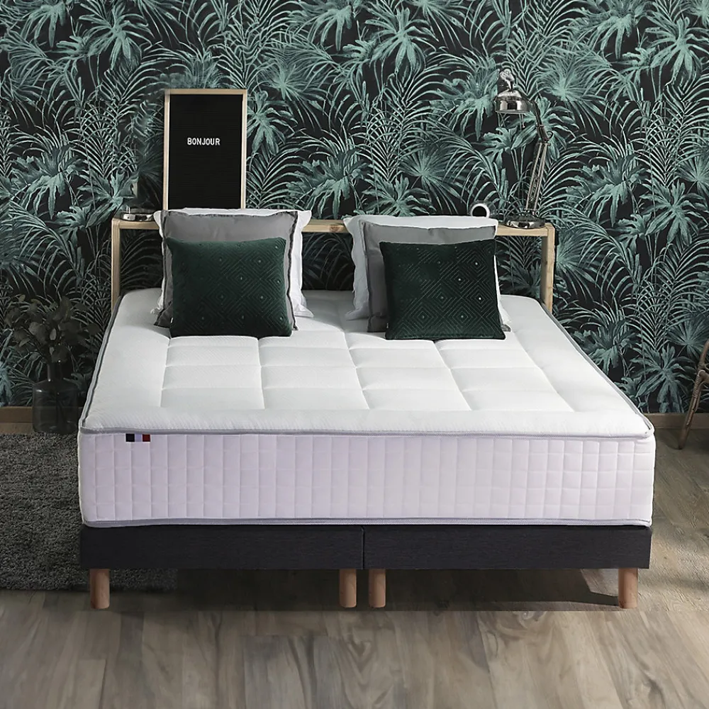 Pack matelas ressort 7 zones sommier oreiller couette 2x80x200>Idliterie Best