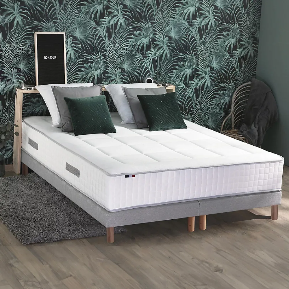 Idliterie Pack matelas ressort et visco et 2 sommiers couette oreiller 180x200* Ensemble Sommier Et Matelas