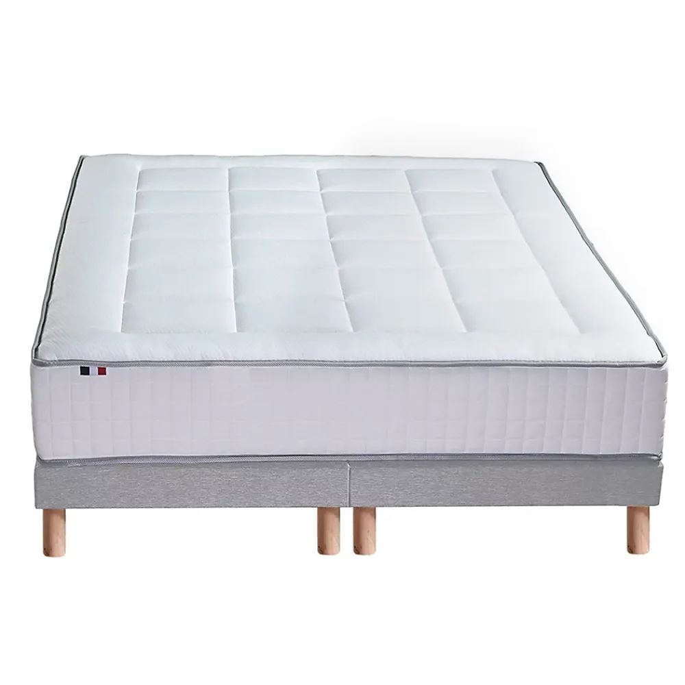 Idliterie Pack matelas ressort et visco et 2 sommiers couette oreiller 160x200* Ensemble Sommier Et Matelas