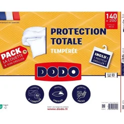 Dodo Pack Protection : Couette 200x200 cm + Taie d'oreiller + 1 Protege oreiller - Fabriqué en France* Couette
