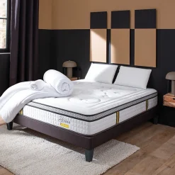 Pack Reina 2.0 180x200 cm Matelas Ressorts + Sommier Bois + Accessoires><noscript><img width=
