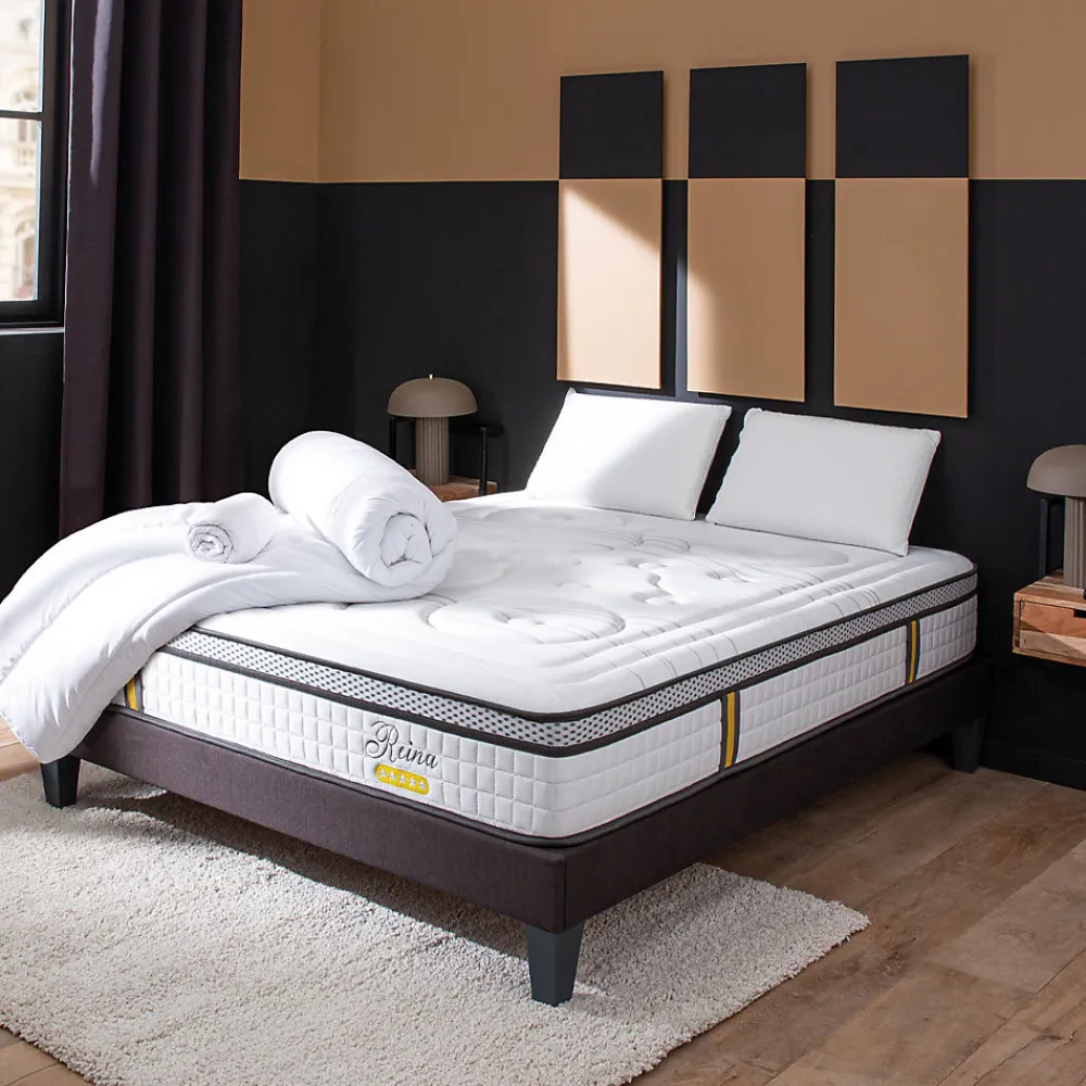Pack Reina 2.0 180x200 cm Matelas Ressorts + Sommier Bois + Accessoires>Bellecour Clearance