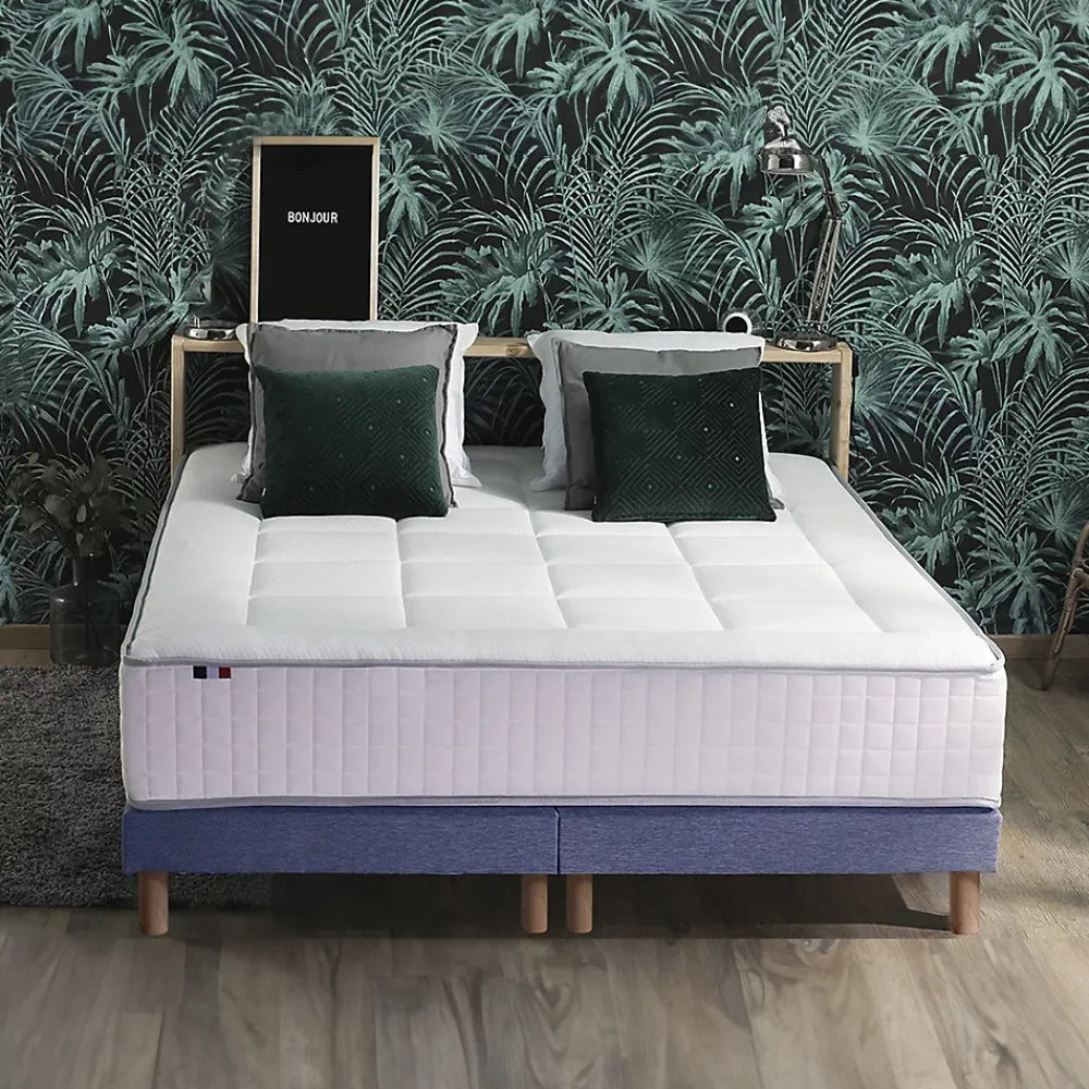 Idliterie Pack ressort 7 zones mémoire forme sommier couette oreiller 180x200* Ensemble Sommier Et Matelas