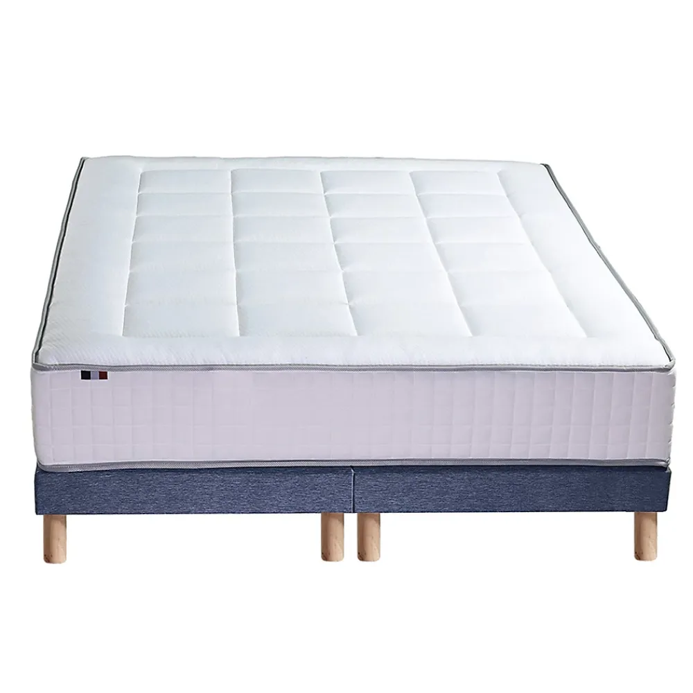 Idliterie Pack ressort 7 zones mémoire forme sommier couette oreiller 180x200* Ensemble Sommier Et Matelas