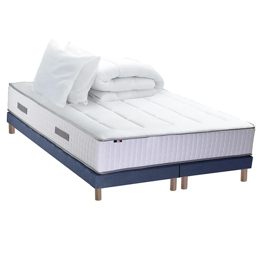 Idliterie Pack ressort 7 zones mémoire forme sommier couette oreiller 180x200* Ensemble Sommier Et Matelas