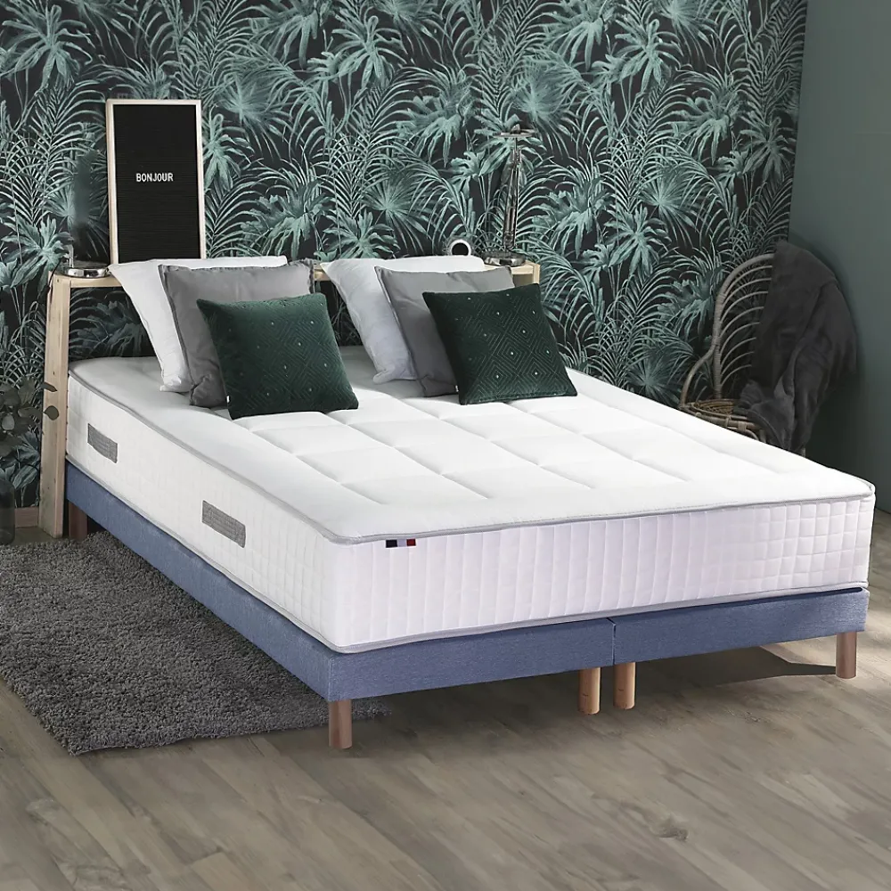 Idliterie Pack ressort 7 zones mémoire forme sommier couette oreiller 180x200* Ensemble Sommier Et Matelas