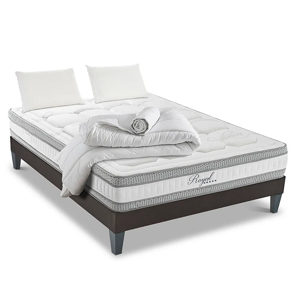 Pack Royal 5 Etoiles 140x190 cm Matelas Mousse + Sommier Bois + Accessoires>Hypsom