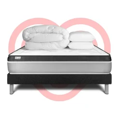 Vitalit Pack sommier kit matelas Mousse polyuréthane à mémoire de forme avec couette et oreillers* Ensemble Sommier Et Matelas