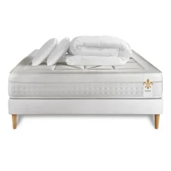 Pack sommier kit matelas Ressorts ensachés et mémoire de forme avec couette et oreillers>Litier Deluxe Best