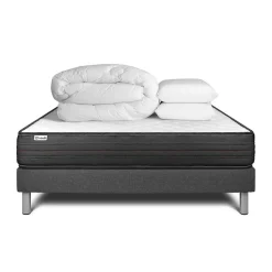 Pack sommier kit matelas Mousse polyuréthane à mémoire de forme avec couette et oreillers>Vitalit Hot