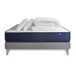 Actisom Pack sommier kit matelas Mémoire de forme avec couette et oreillers* Ensemble Sommier Et Matelas