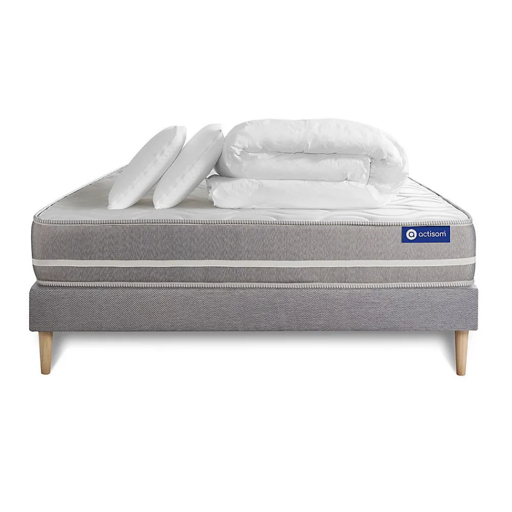 Pack sommier kit matelas Ressorts ensachés avec couette et oreillers>Actisom Outlet