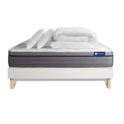 Actisom Pack sommier kit matelas Latex et mémoire de forme avec couette et oreillers* Ensemble Sommier Et Matelas