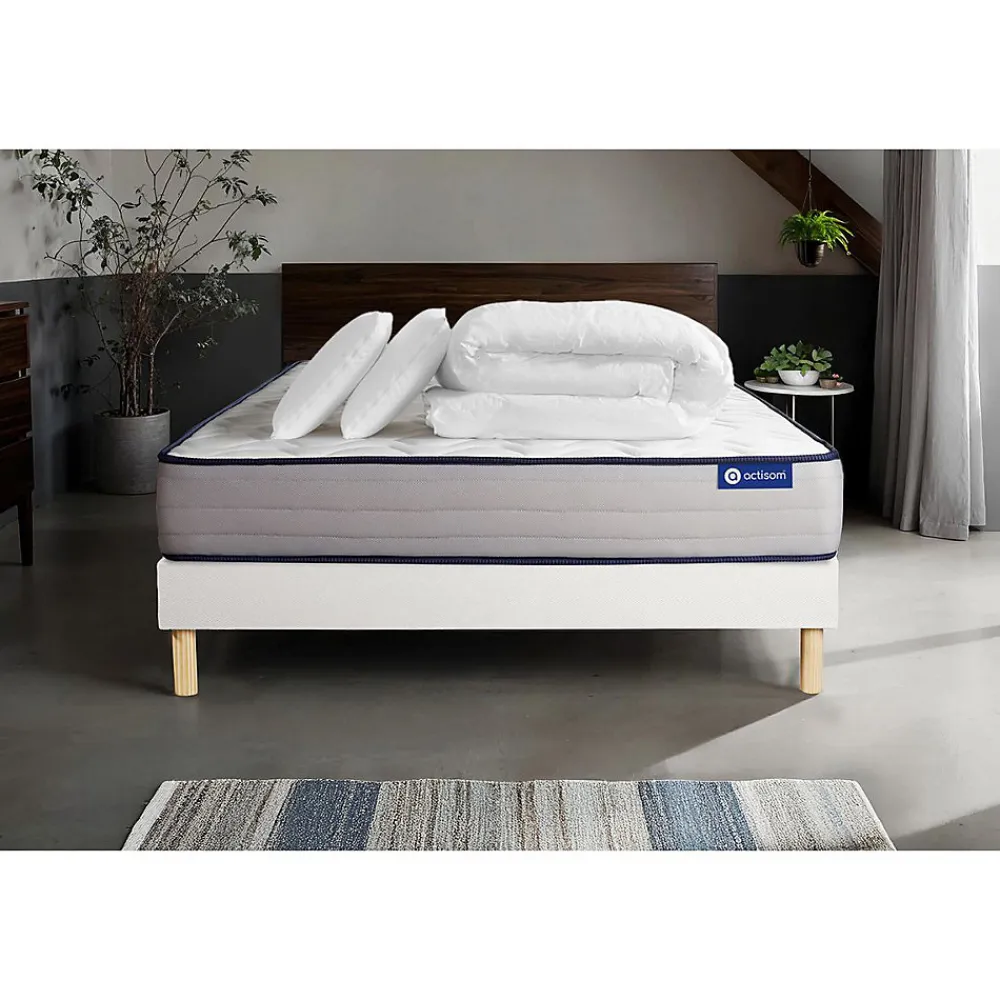 Pack sommier kit matelas Mémoire de forme avec couette et oreillers>Actisom Clearance