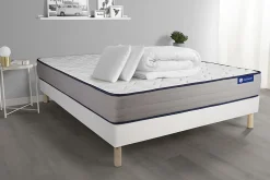 Pack sommier kit matelas Mémoire de forme avec couette et oreillers><noscript><img width=