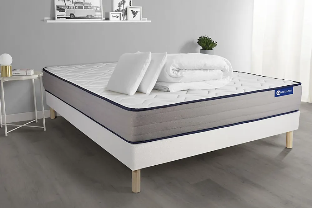 Pack sommier kit matelas Mémoire de forme avec couette et oreillers>Actisom Clearance