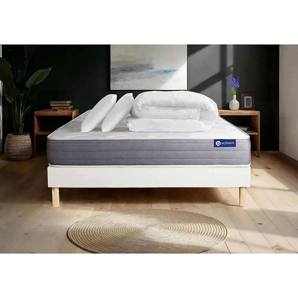 Pack sommier kit matelas Latex et mémoire de forme avec couette et oreillers>Actisom Sale