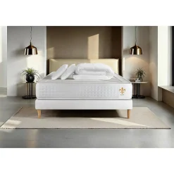 Pack sommier kit matelas Ressorts ensachés et mémoire de forme avec couette et oreillers>Litier Deluxe New
