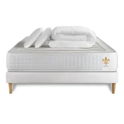 Pack sommier kit matelas Ressorts ensachés et mémoire de forme avec couette et oreillers>Litier Deluxe New