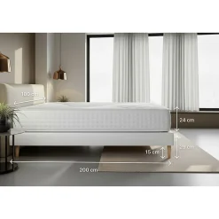 Pack sommier kit matelas Ressorts ensachés et mémoire de forme avec couette et oreillers><noscript><img width=