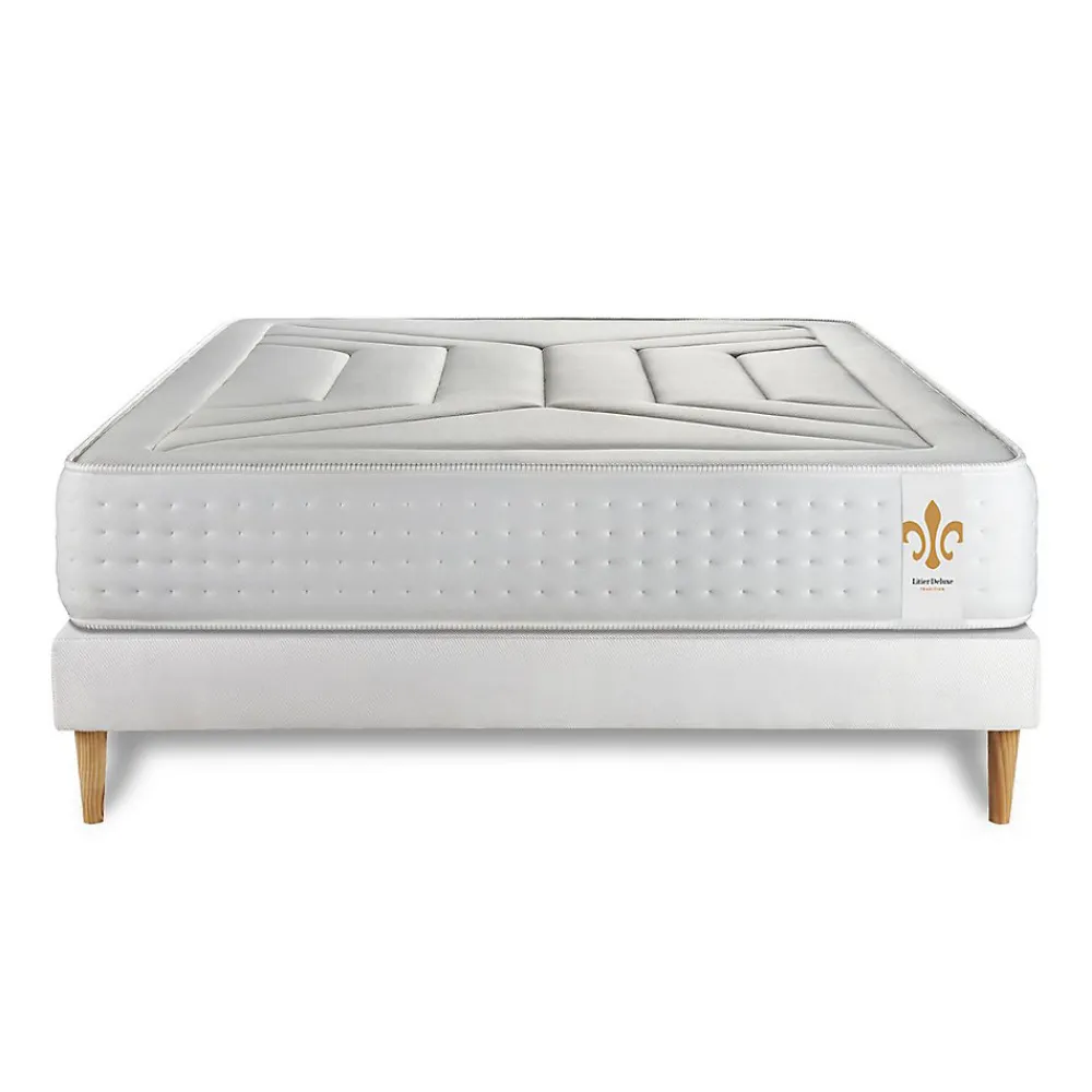 Pack sommier kit matelas Ressorts ensachés et mémoire de forme avec couette et oreillers>Litier Deluxe New