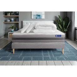 Actisom Pack sommier kit matelas Ressorts ensachés et mémoire de forme avec couette et oreillers* Ensemble Sommier Et Matelas