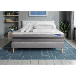 Actisom Pack sommier kit matelas Mémoire de forme avec couette et oreillers* Ensemble Sommier Et Matelas