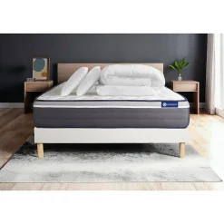 Pack sommier kit matelas Mémoire de forme avec couette et oreillers>Actisom Hot