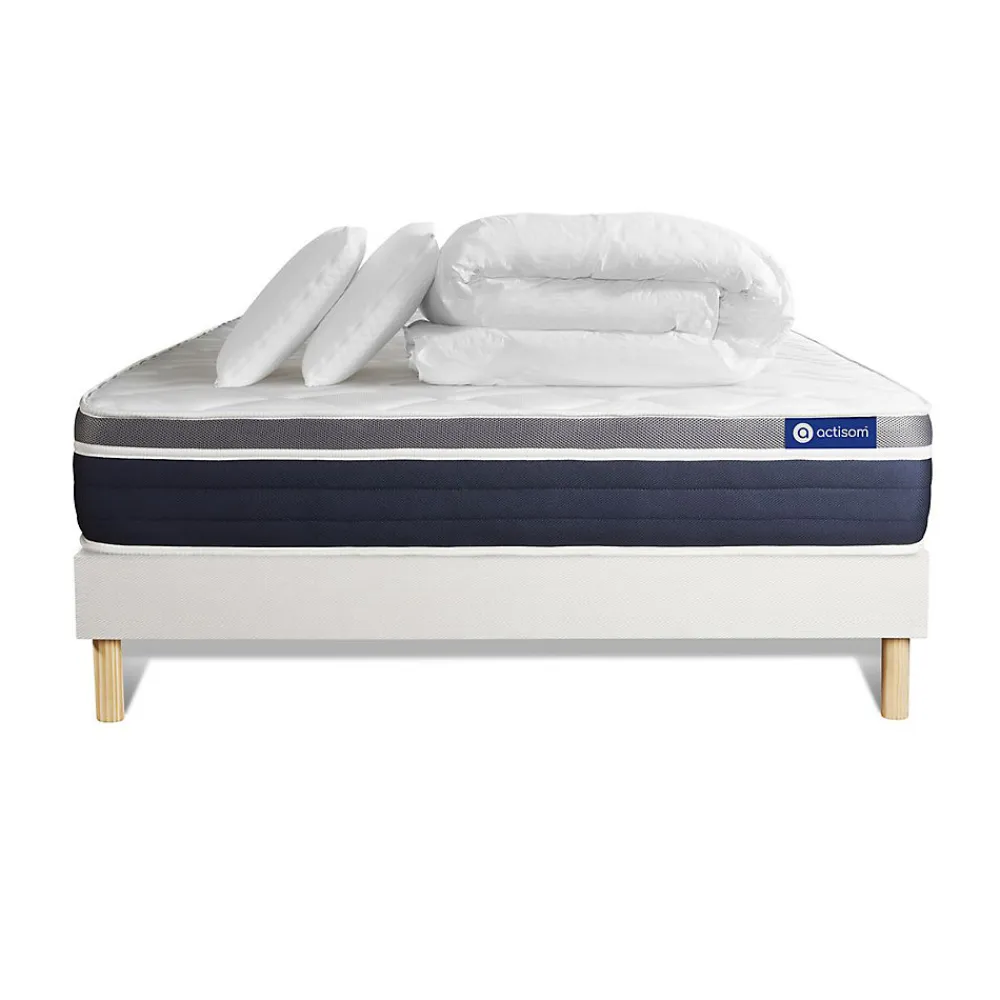 Pack sommier kit matelas Latex et mémoire de forme avec couette et oreillers>Actisom Sale