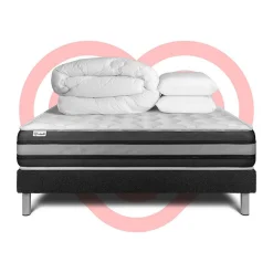 Pack sommier kit matelas Ressorts ensachés et mémoire de forme avec couette et oreillers><noscript><img width=