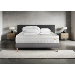 Pack sommier kit matelas Ressorts ensachés et mémoire de forme avec couette et oreillers>Litier Deluxe Best