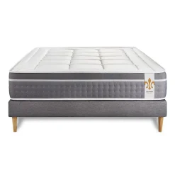 Pack sommier kit matelas Ressorts ensachés et mémoire de forme avec couette et oreillers><noscript><img width=