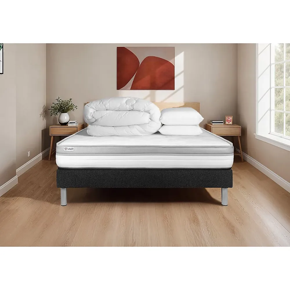 Vitalit Pack sommier kit matelas Mousse avec couette et oreillers* Ensemble Sommier Et Matelas