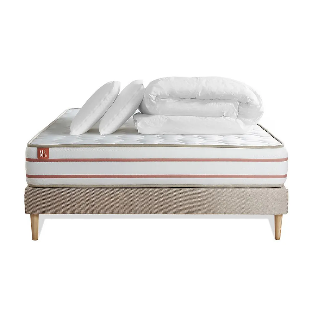 Pack sommier kit matelas Mémoire de forme avec couette et oreillers>Marmottes & Co Clearance