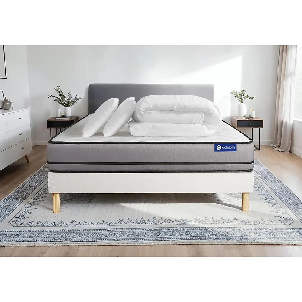 Pack sommier kit matelas Ressorts ensachés avec couette et oreillers>Actisom Sale