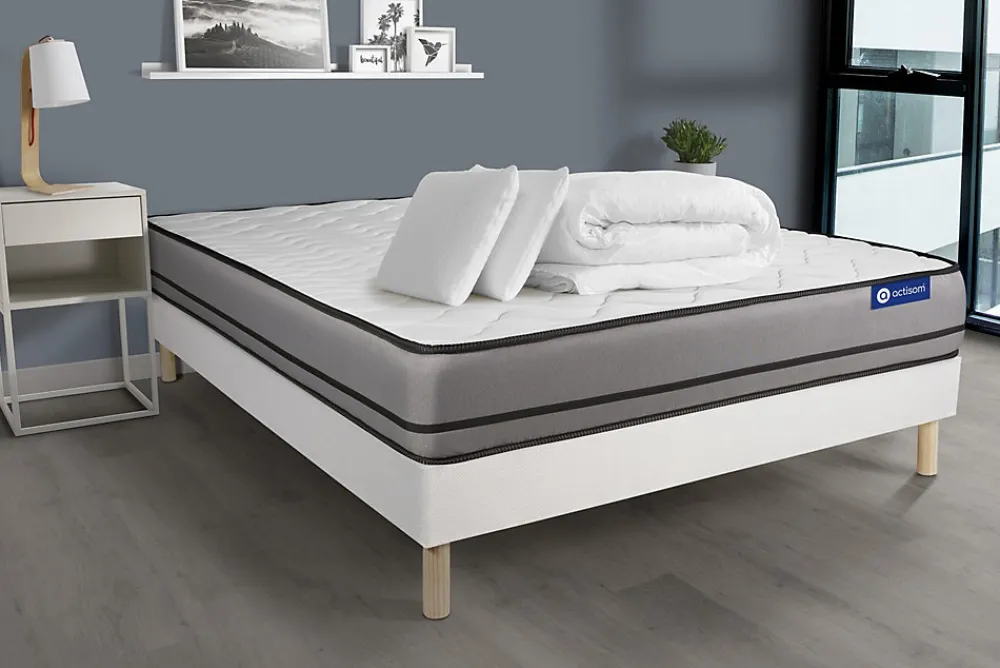 Pack sommier kit matelas Ressorts ensachés avec couette et oreillers>Actisom Sale