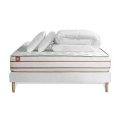 Marmottes & Co Pack sommier kit matelas Mémoire de forme avec couette et oreillers* Ensemble Sommier Et Matelas