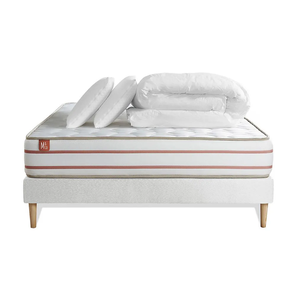 Marmottes & Co Pack sommier kit matelas Mémoire de forme avec couette et oreillers* Ensemble Sommier Et Matelas